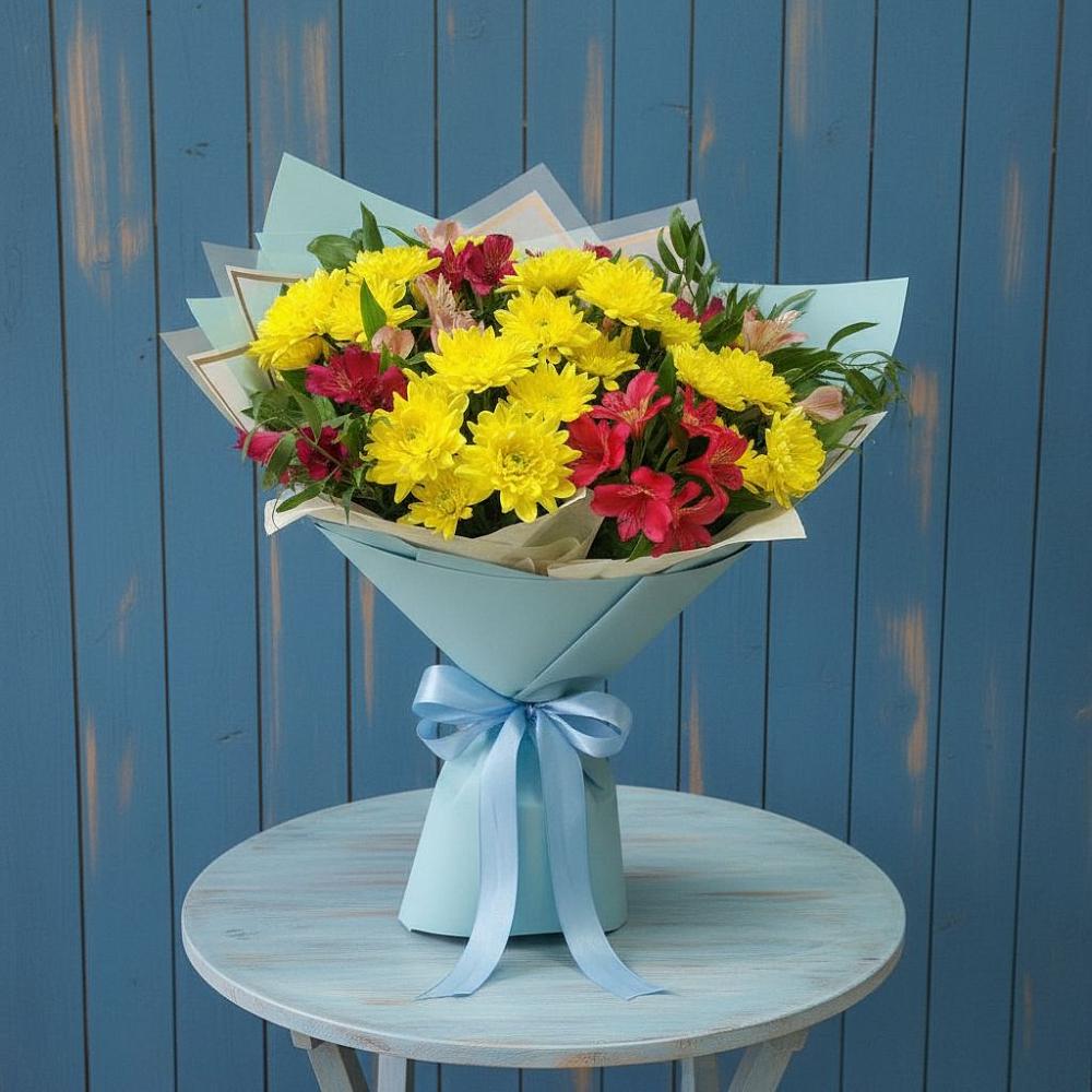 Букет цветов из: Альстромерии и Хризантемы в Благовещенске Амурской области