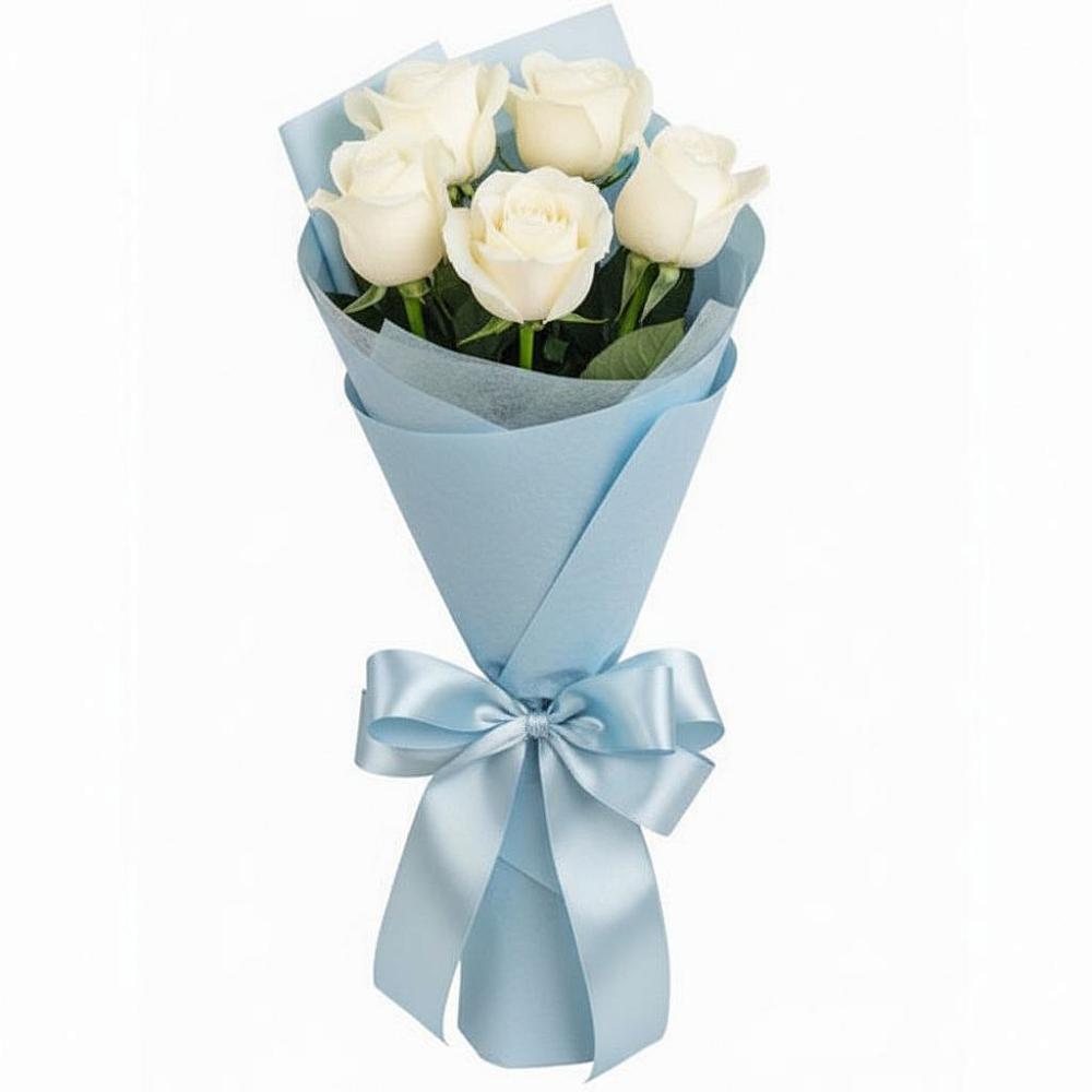 Букет 5 Белых роз Проуд в Благовещенске Амурской области