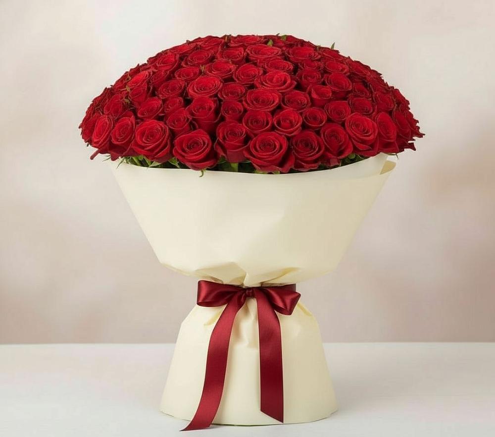 Букет 101 Красная роза Милано в Благовещенске Амурской области