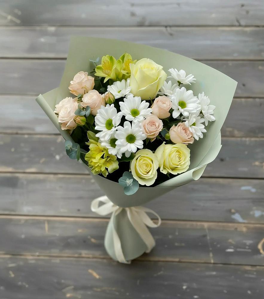 Букет цветов из: Альстромерии, Розы и Хризантемы в Благовещенске Амурской области