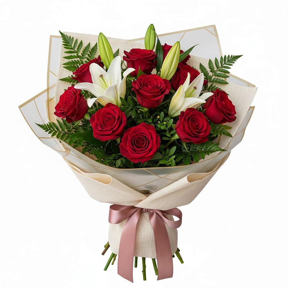 Букет цветов из: Лилии и Розы в Благовещенске Амурской области