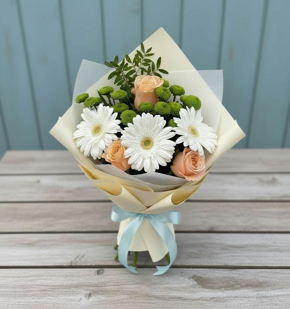 Букет цветов из: Герберы, Розы и Хризантемы в Благовещенске Амурской области