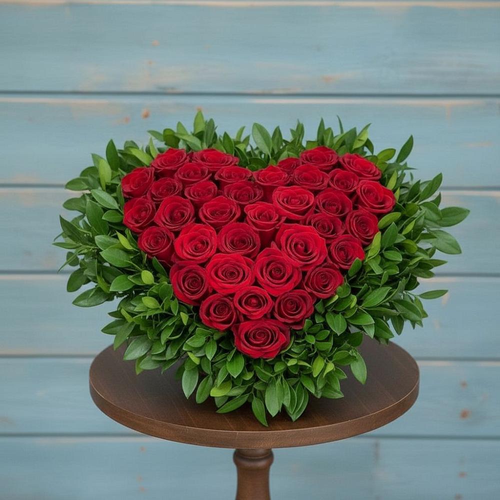 Цветочная композиция из Розы в виде сердца в Благовещенске Амурской области