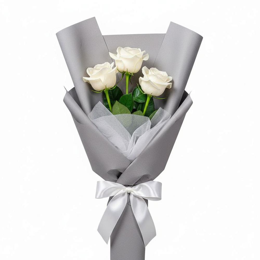 Букет 3 белые розы в Благовещенске Амурской области
