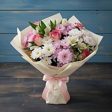 Букет цветов из:  Хризантемы, Альстромерии и Розы в Благовещенске Амурской области