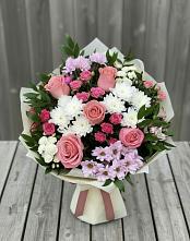 Букет цветов из:  Альстромерии, Гвоздики, Розы и Хризантемы #REPLACE_PRED# Благовещенске Амурской области