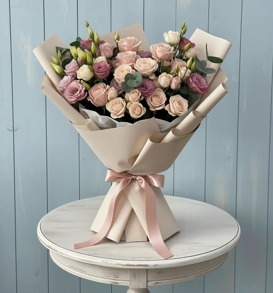 Букет цветов из: Розы и Лизиантусы в Благовещенске Амурской области