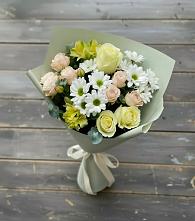 Букет цветов из:  Альстромерии, Розы и Хризантемы в Благовещенске Амурской области
